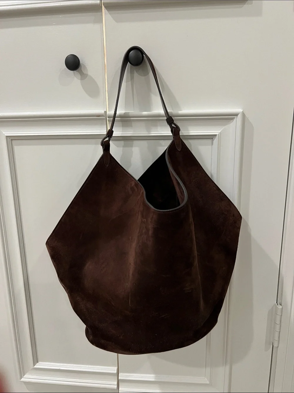 KHAITE Dark Brown Suede Hobo Bag - Picture 1 of 9